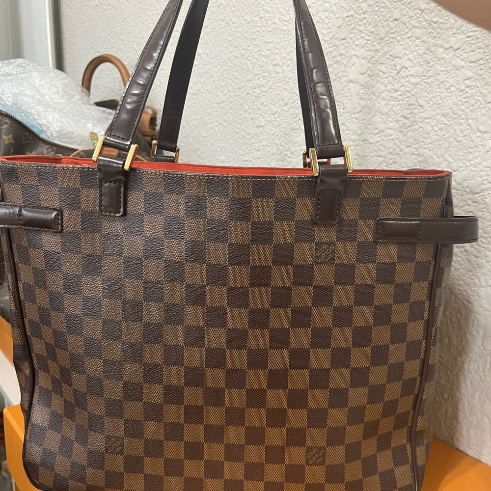 LV Uzes  in Damier Ebene Briefcase with Leather Handles - Picture 4 of 14